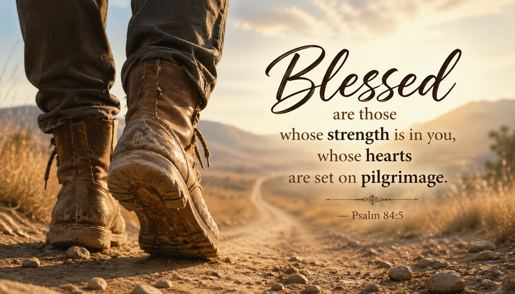 Psalm 84:5 — Blessed Are Those Whose Strength Is in You | Pilgrim Boots Wallpaper